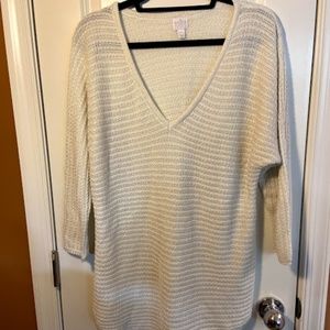NY & Co SOHO V-Neck Tunic Sweater w/Dolman Sleeve
